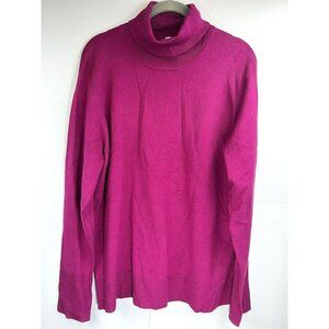 Chico's Sweater Turtleneck Top Women L Pink Silk Blend Long Sleeve Pullover Knit